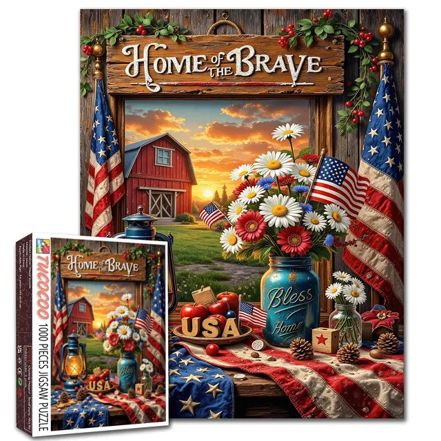 tucocoo-jigsaw-puzzles-home-of-the-brave-farmhouse-puzzle-1000-teile image 1