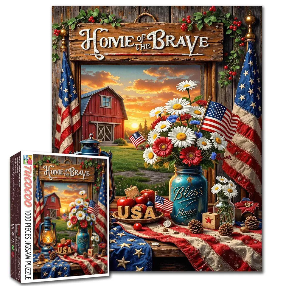 tucocoo-jigsaw-puzzles-home-of-the-brave-farmhouse-puzzle-1000-teile image 1