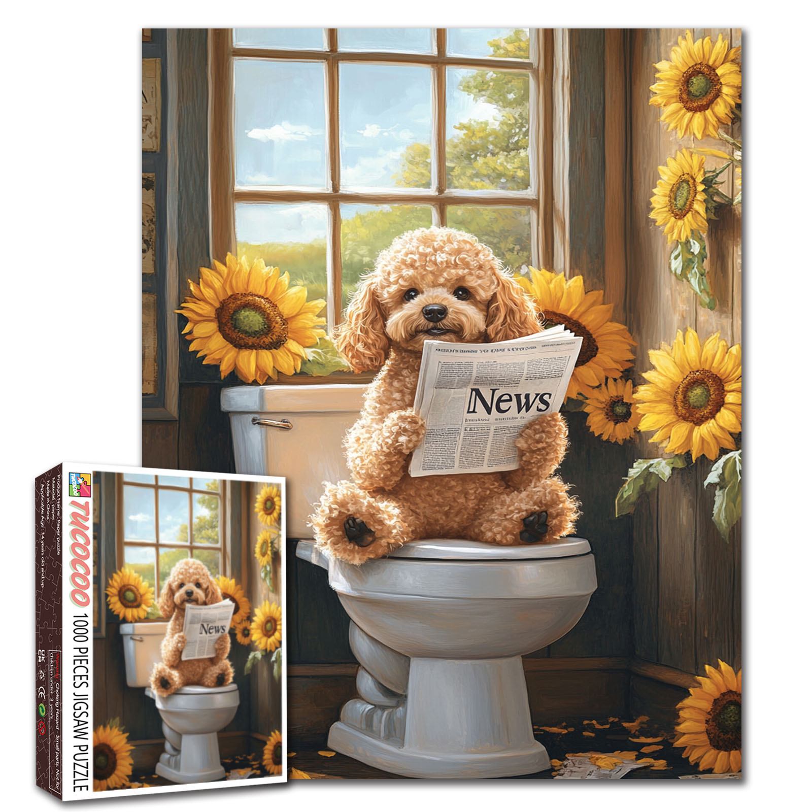 tucocoo-jigsaw-funny-puppy-reading-news-puzzle-1000-teile image 1