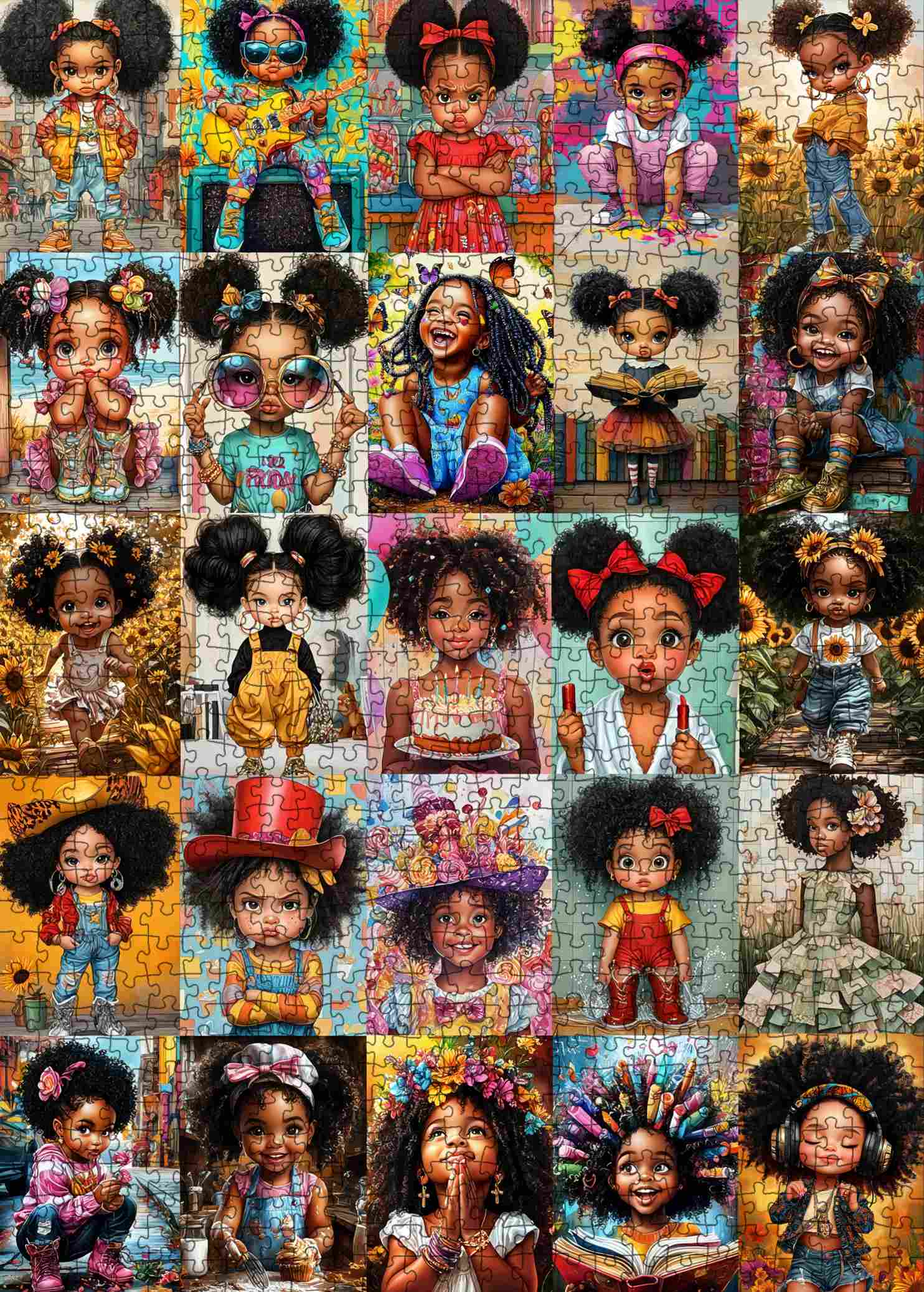 tucocoo-cute-black-girl-moments-puzzle-1000-teile-collage image 2