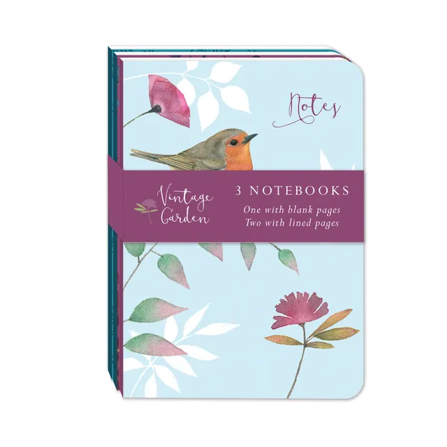 otter-house-vintage-garden-a6-mini-notizb-cher-3er-blumen image 1