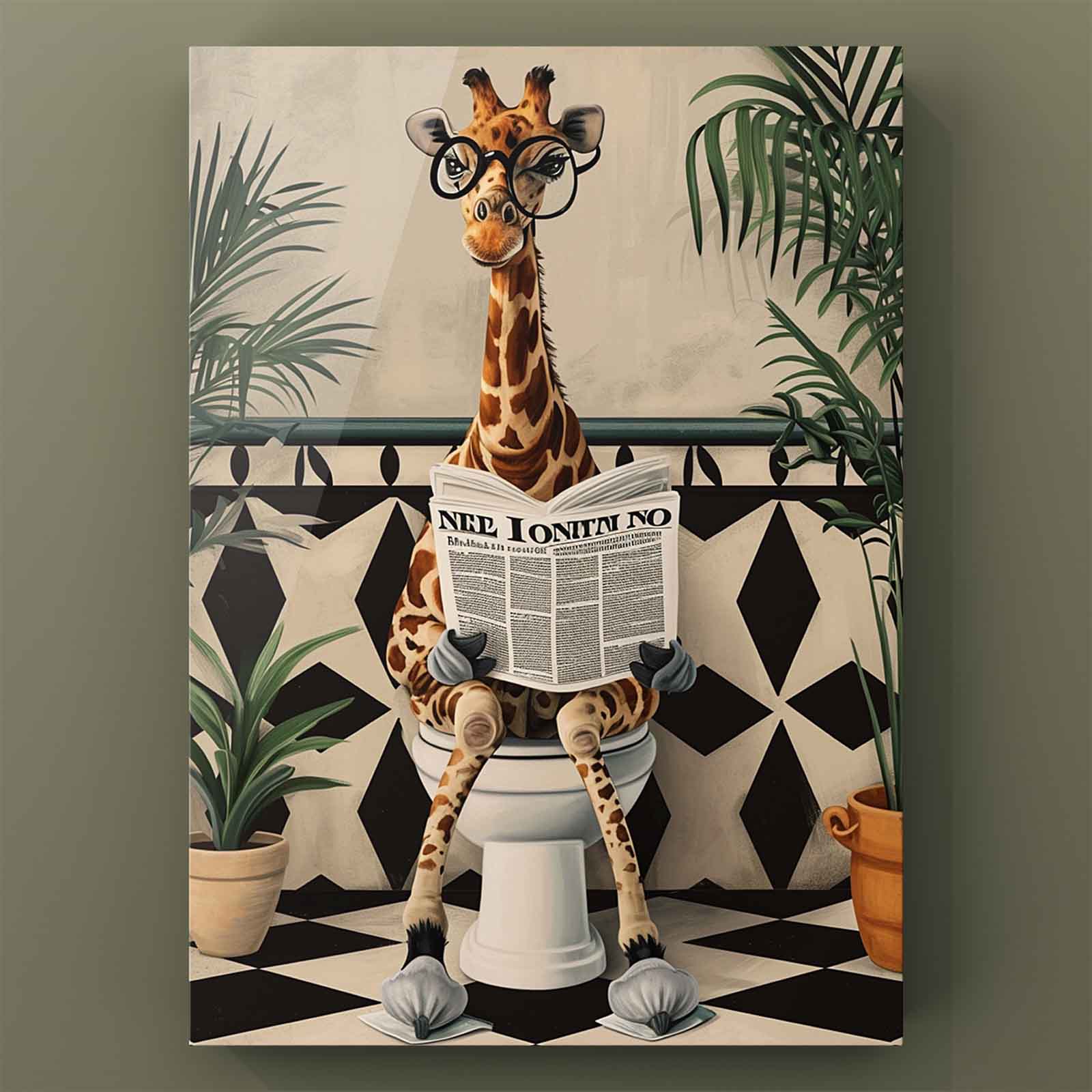 tucocoo-giraffe-on-toilet-leinwandbild-30x40cm-ungerahmt image 2