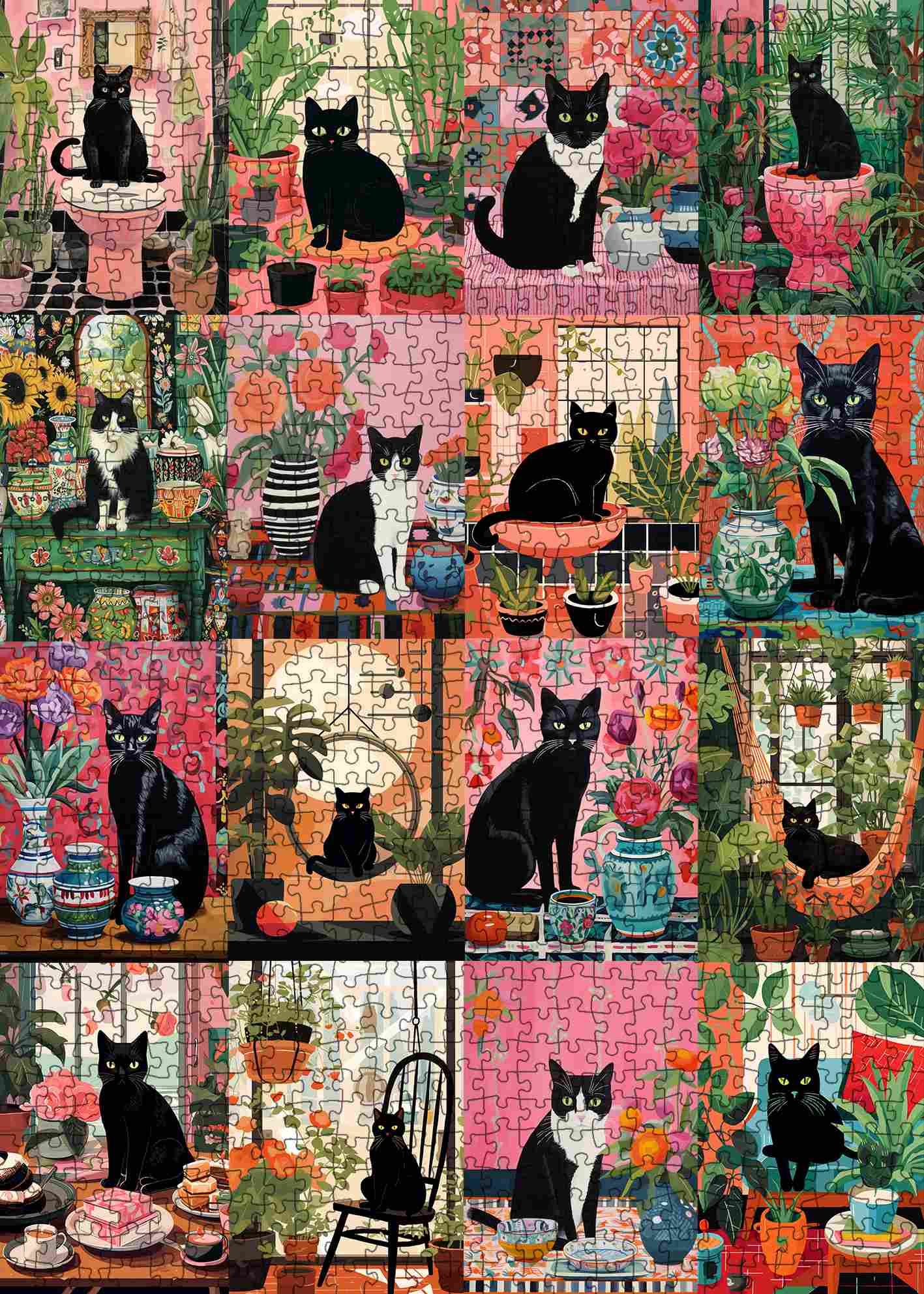 tucocoo-botanical-black-cat-puzzle-1000-teile-katzen image 2