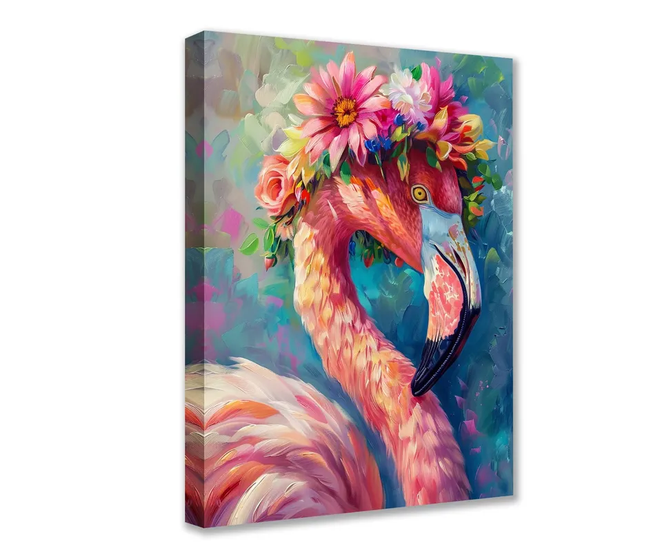 tucocoo-canvas-wall-art-flamingo-leinwandbild-30x40cm-blumenkranz image 1
