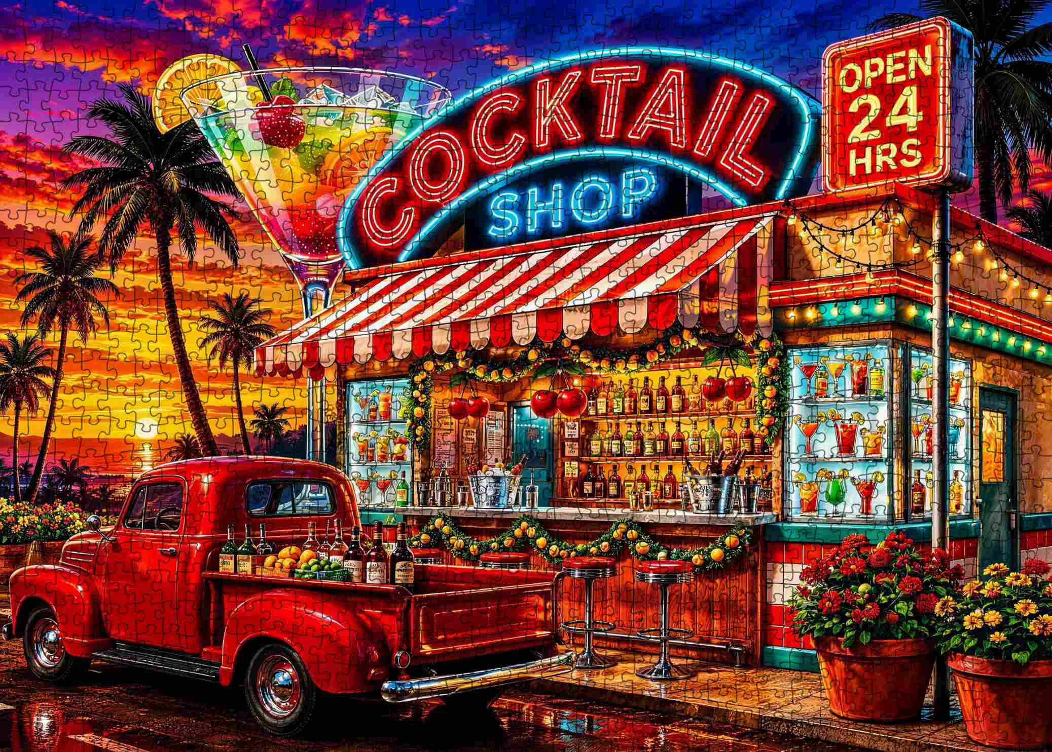 tucocoo-jigsaw-neon-cocktail-sunset-bar-puzzle-1000-teile-landschaft image 2