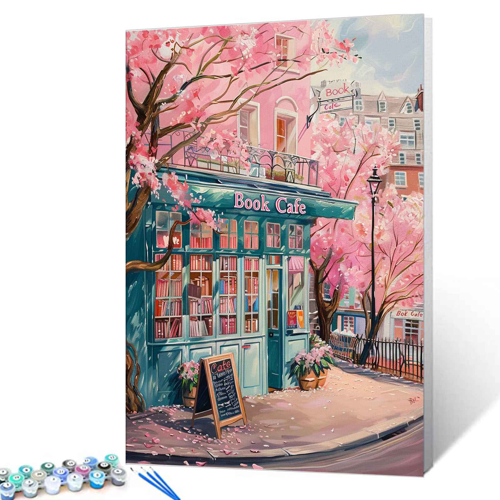 tucocoo-charming-book-caf-with-blossoms-malen-nach-zahlen-40x50-ohne-rahmen image 1
