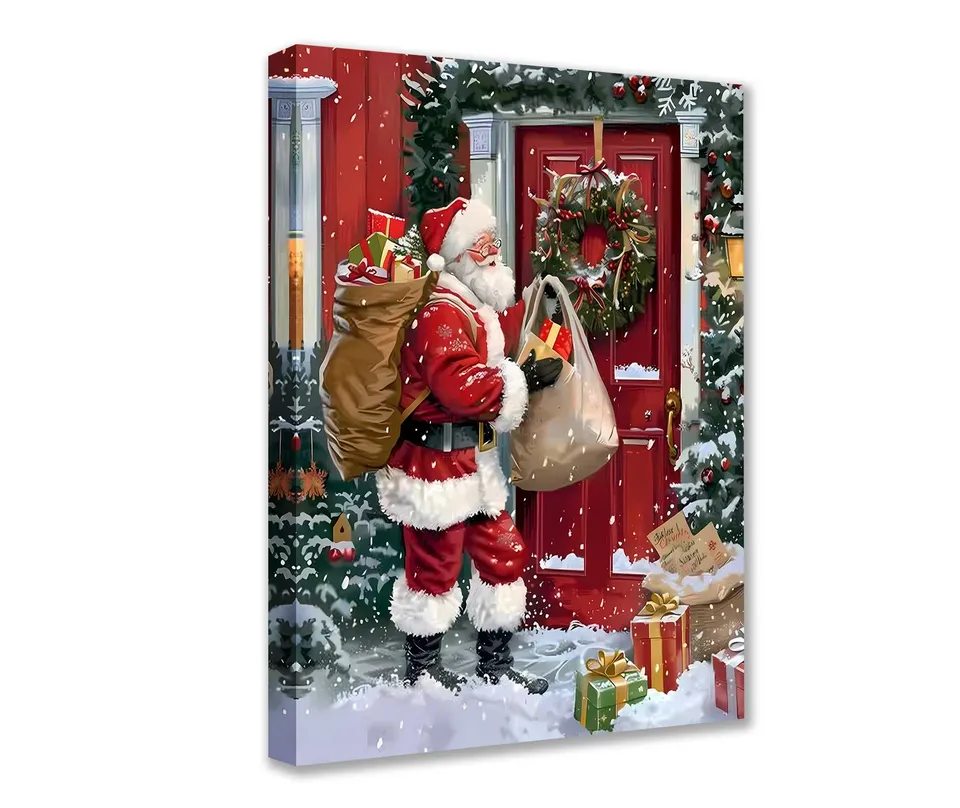 tucocoo-santa-red-door-canvas-wall-art-leinwandbild-40x50-gerahmt image 1