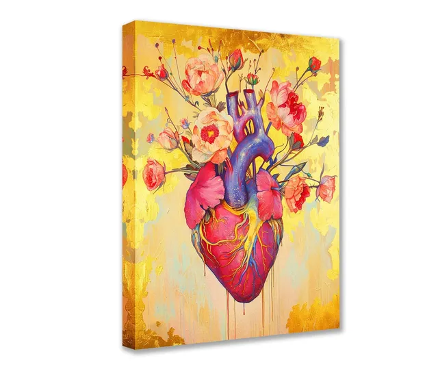 tucocoo-canvas-wall-art-herz-leinwandbild-30x40cm-gold-blumen image 1