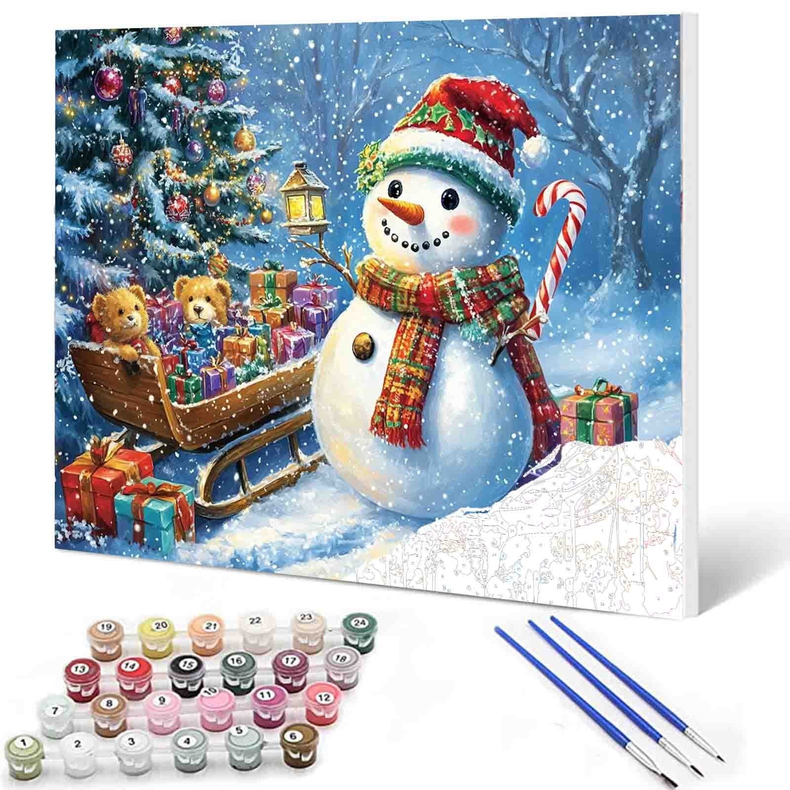 tucocoo-paint-by-numbers-schneemann-malen-nach-zahlen-40x50-cm-ohne-rahmen image 1