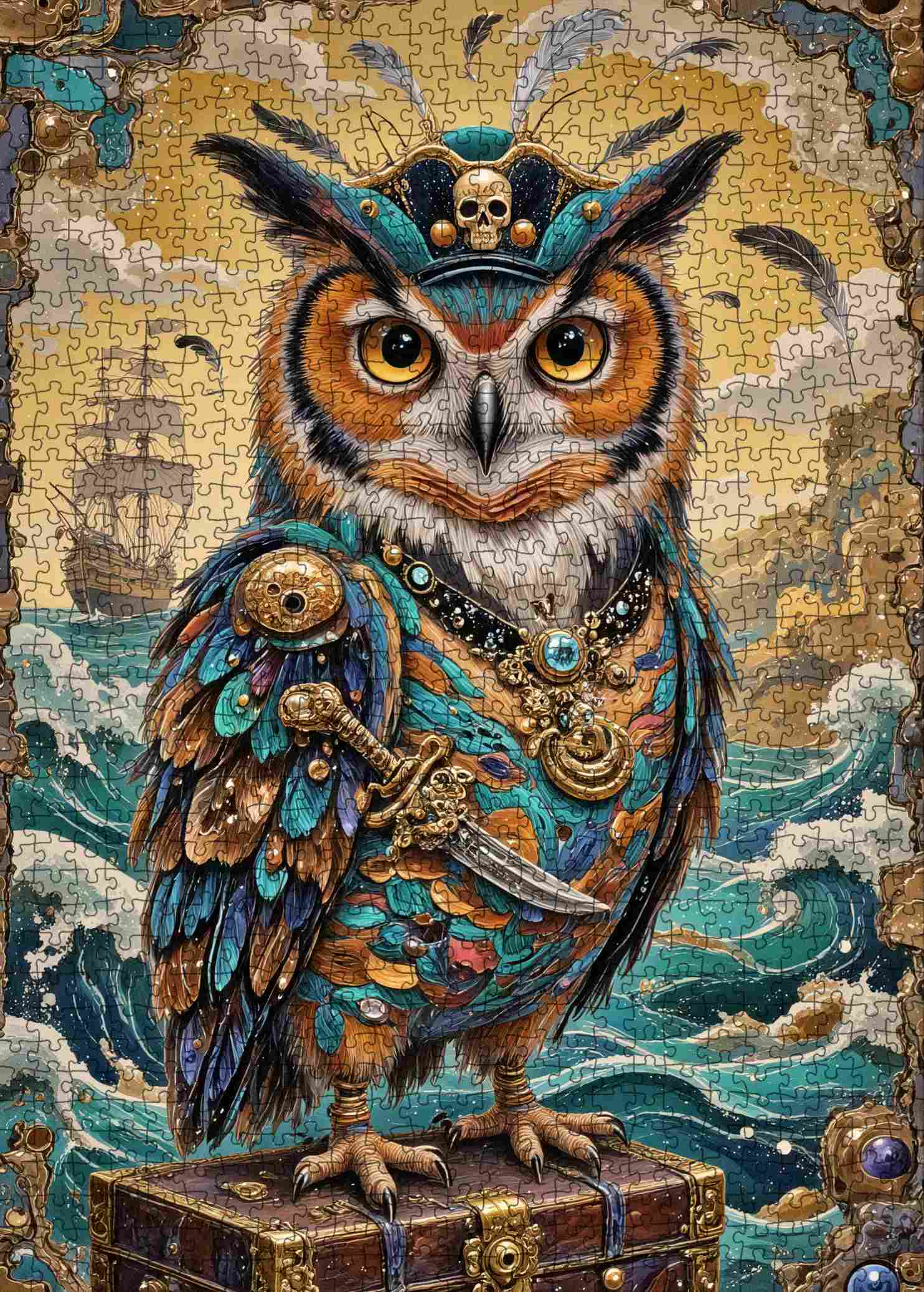 tucocoo-pirate-owl-treasure-puzzle-1000-teile-eule image 2