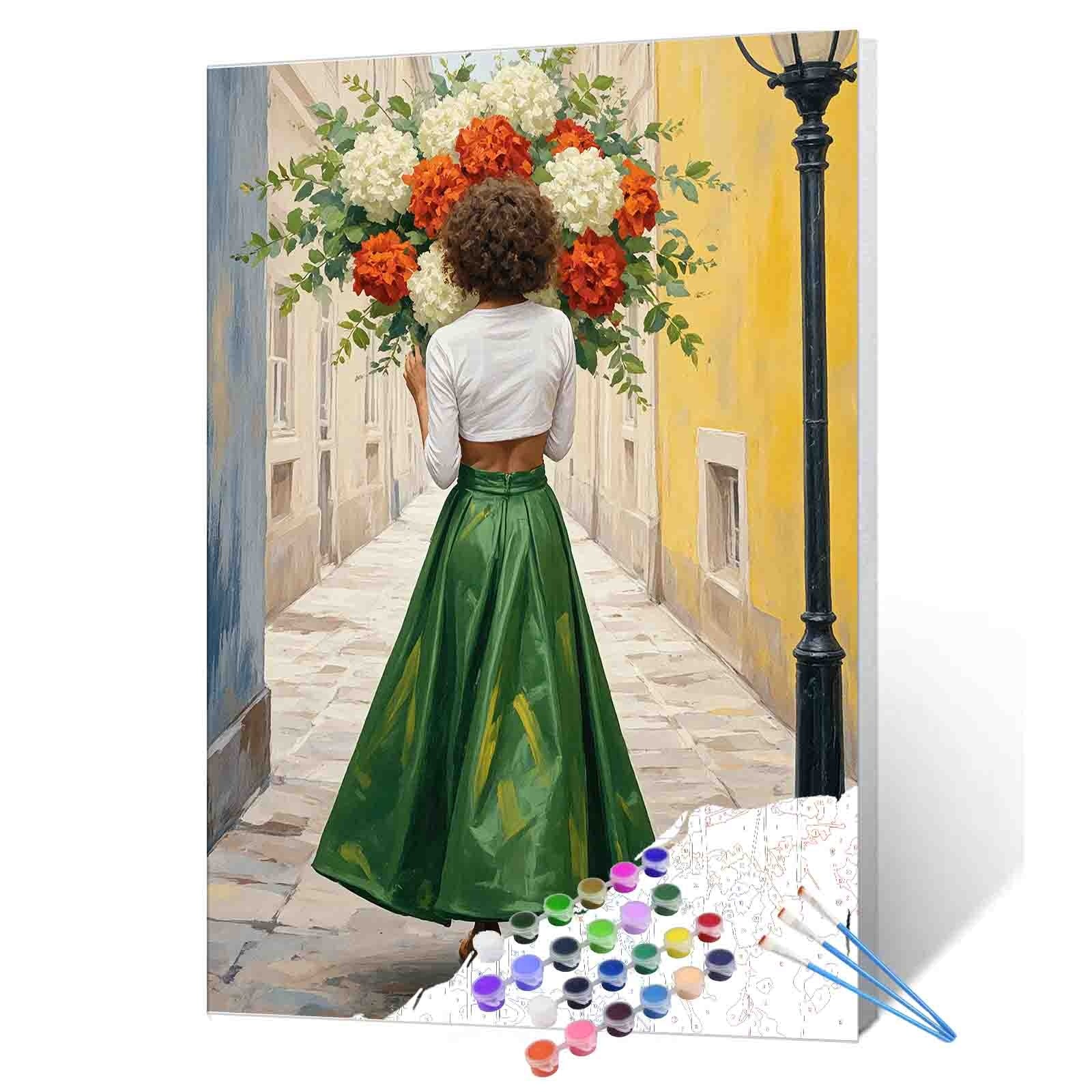 tucocoo-paint-by-numbers-woman-bouquet-malen-nach-zahlen-40x50 image 1
