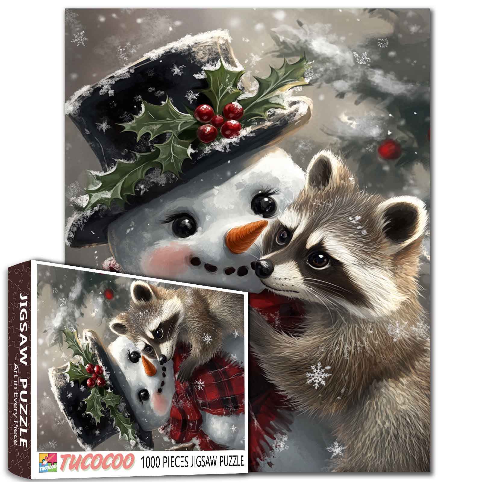 tucocoo-winter-hug-with-raccoon-puzzle-1000-teile-winter image 1