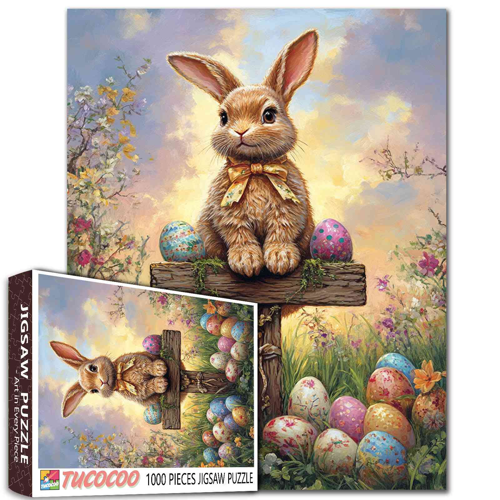 tucocoo-easter-bunny-with-colorful-eggs-puzzle-1000-teile-ostern image 1