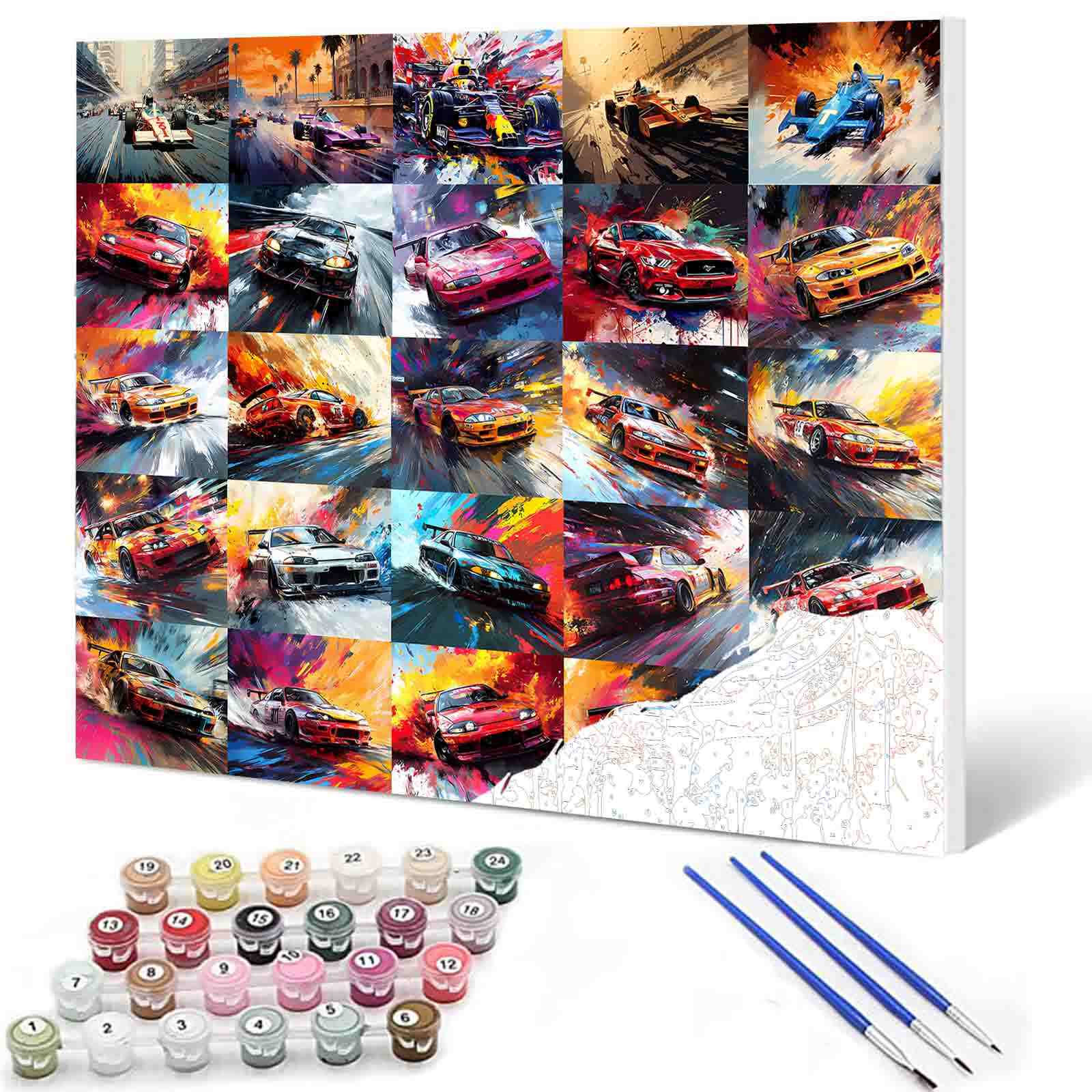 tucocoo-color-rush-race-car-malen-nach-zahlen-ohne-rahmen image 1
