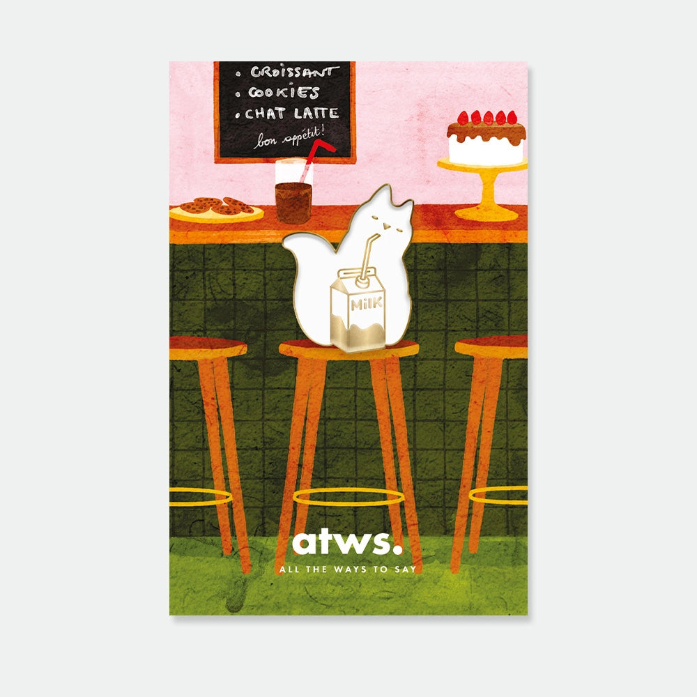 all-the-ways-to-say-pins-cat-milk-emaille-pin-katze-gold image 1