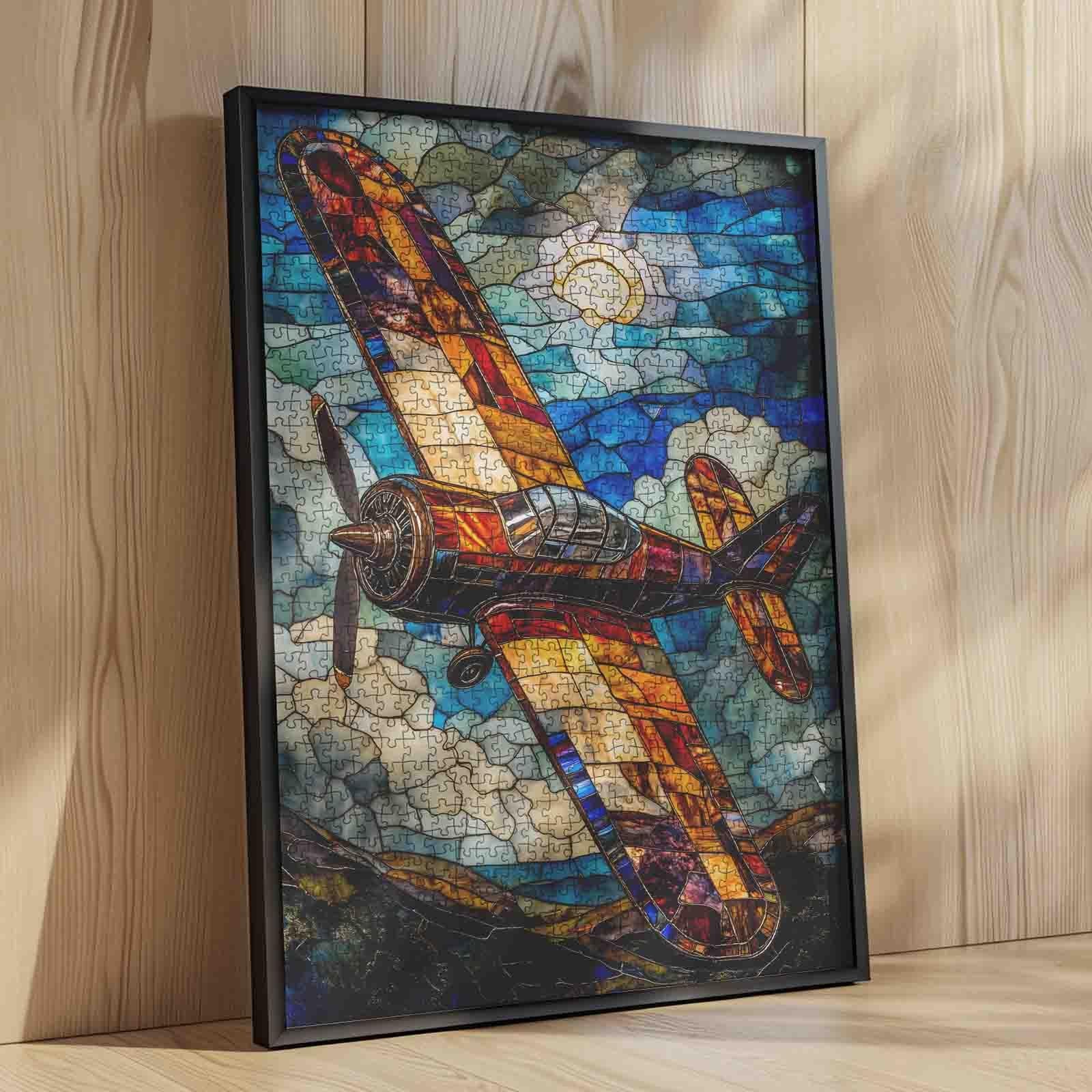 tucocoo-stained-glass-airplane-puzzle-1000-teile-flugzeug image 4