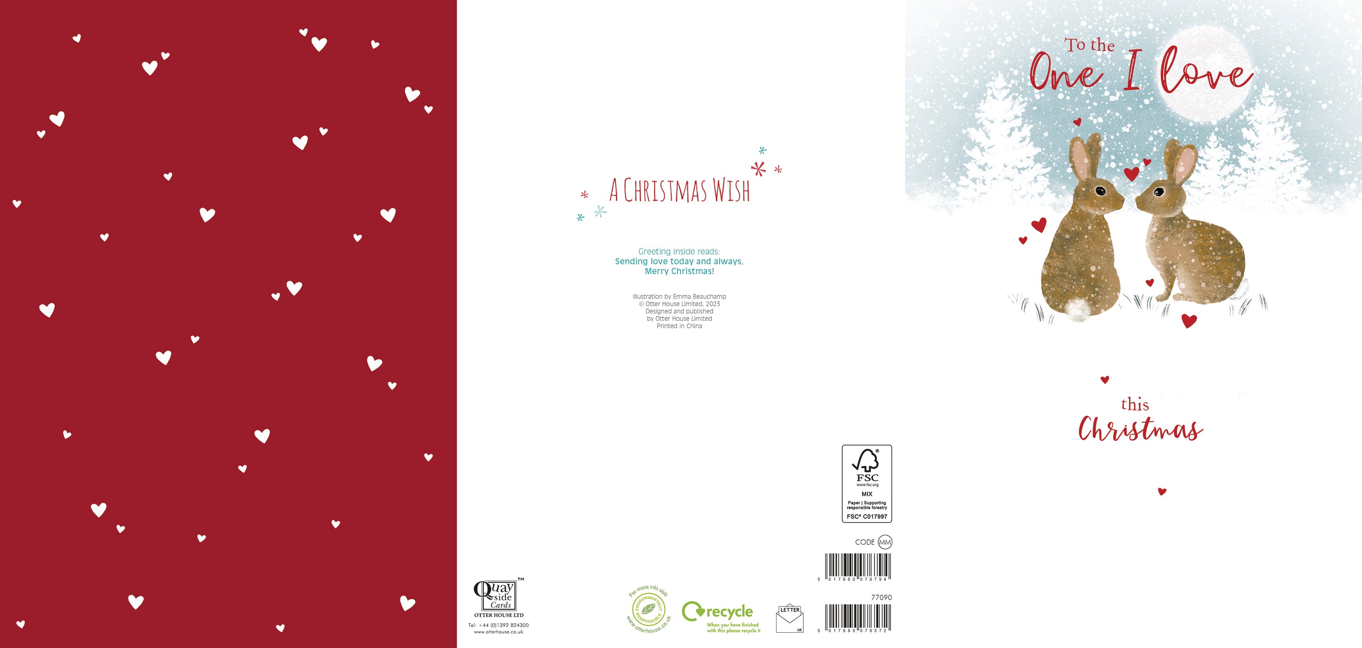 otter-house-one-i-love-weihnachtskarte-hase-schnee-einzelkarte image 4