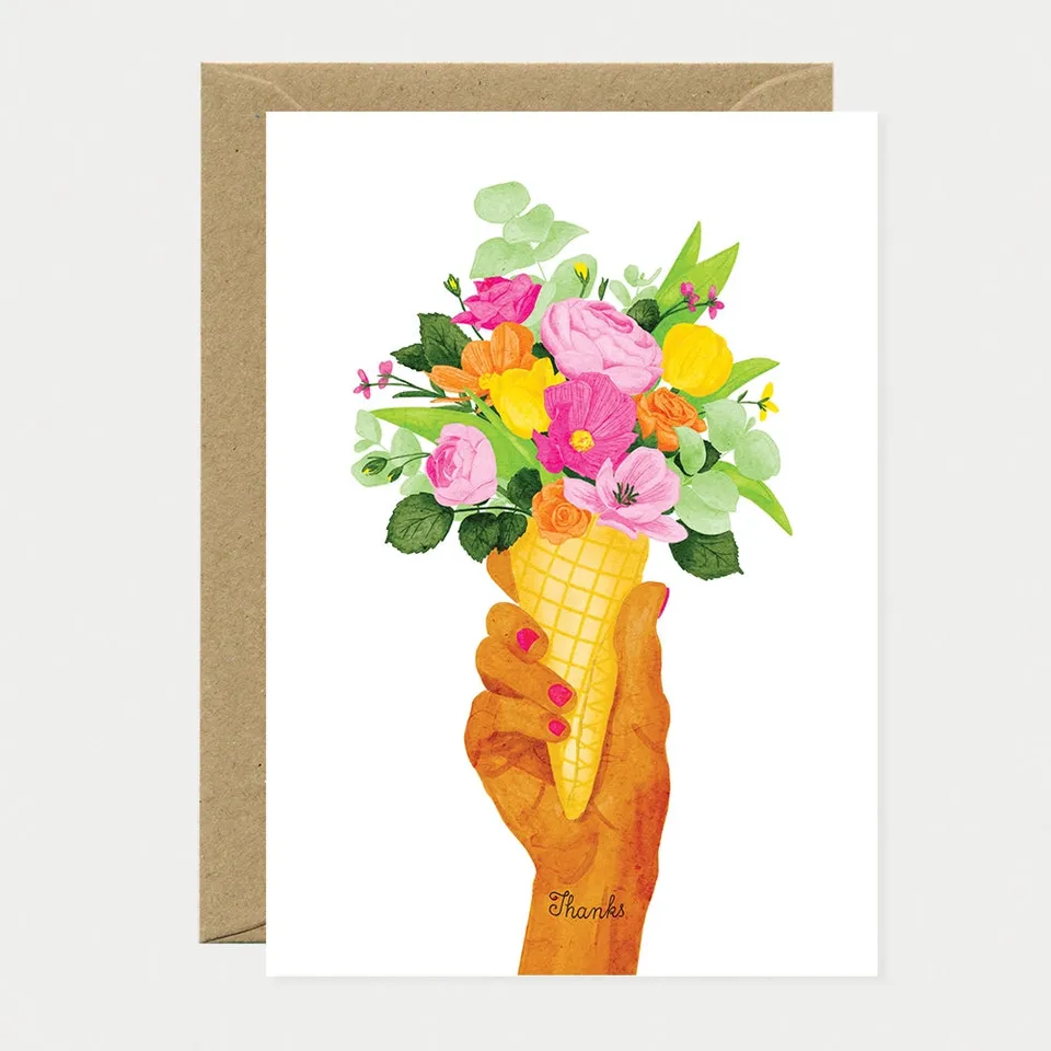 all-the-ways-to-say-thanks-ice-cream-gru-karte-a6-blumen image 1