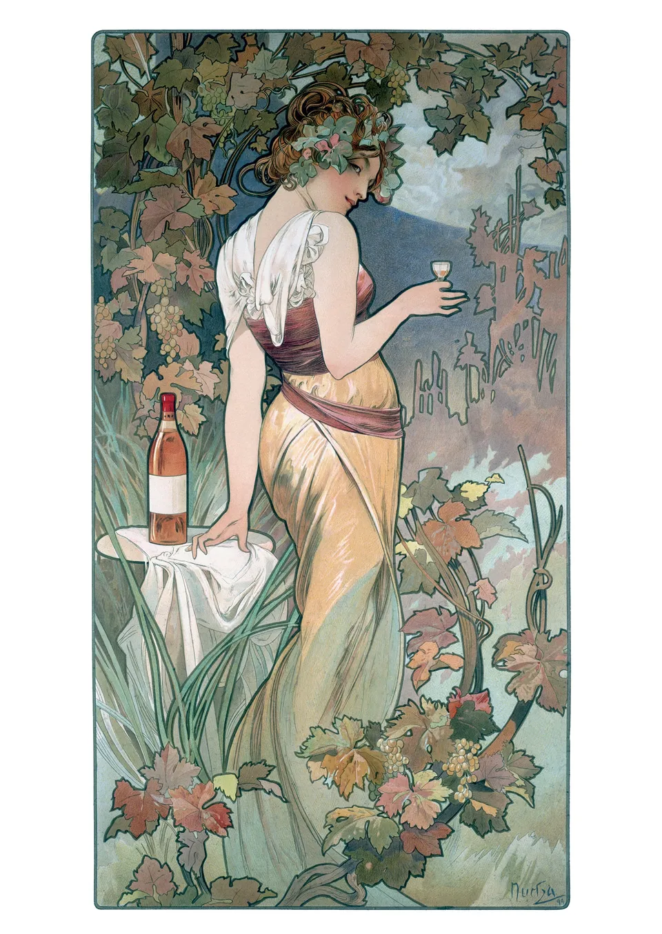 pomegranate-alphonse-mucha-cognac-bisquit-postkarte image 1