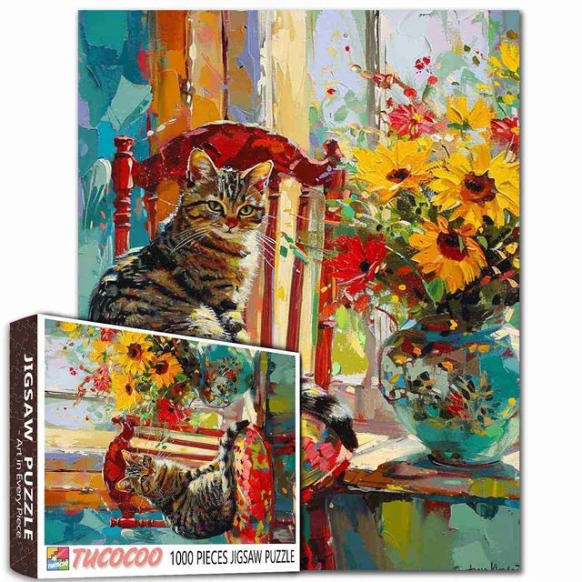 tucocoo-cute-cats-sitting-on-chairs-puzzle-1000-teile-katze image 1