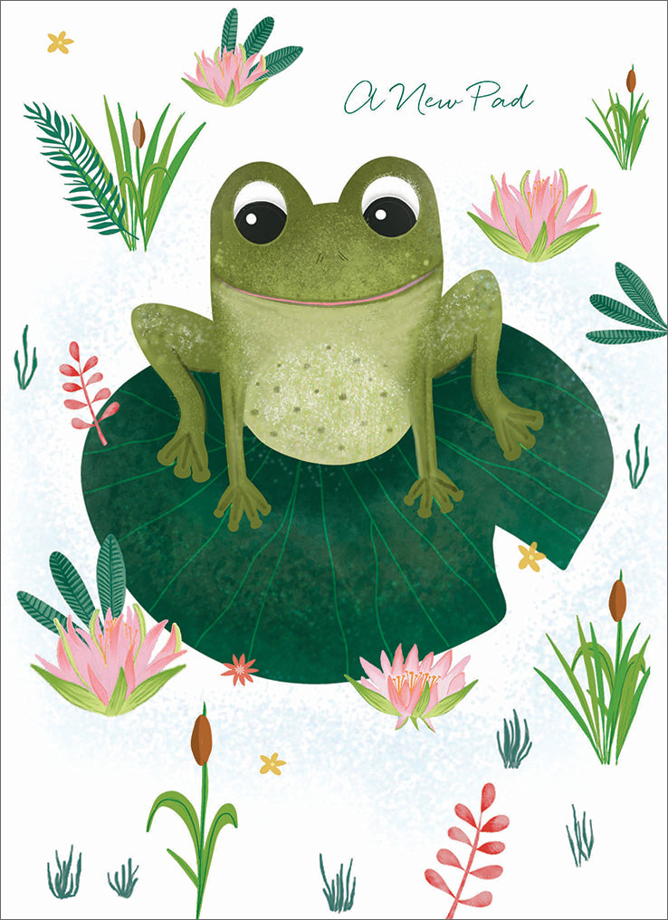 otter-house-frog-new-pad-einzugskarte-frosch-seerose image 1