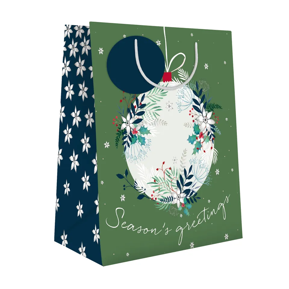otter-house-xmas-gift-bag-medium-winter-foliage-bauble image 1