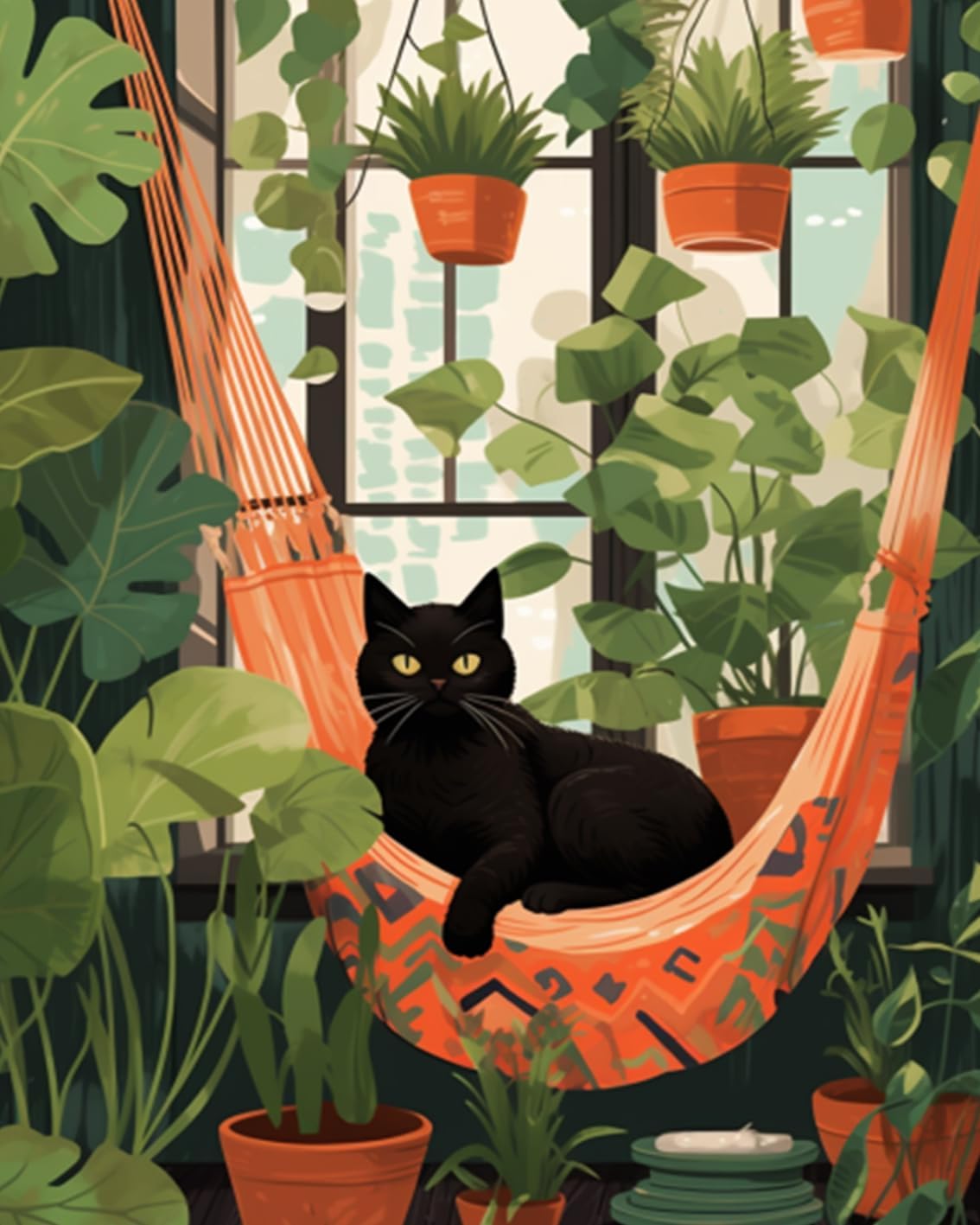 tucocoo-paint-by-numbers-katze-h-ngematten-malen-nach-zahlen-40x50-katzen image 2