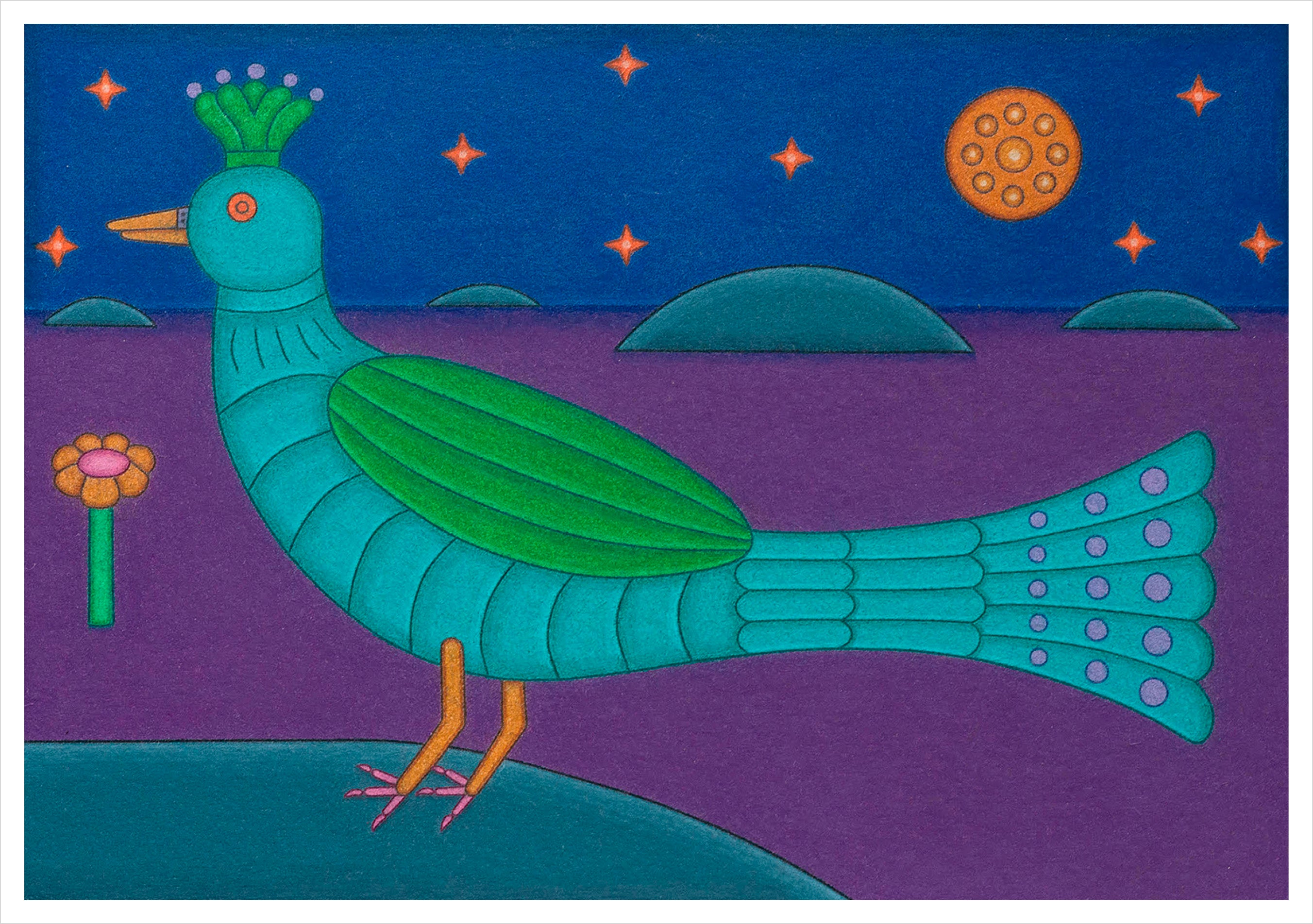 pomegranate-blank-notecards-david-zeldis-peacock-klappkarte-pfau image 1