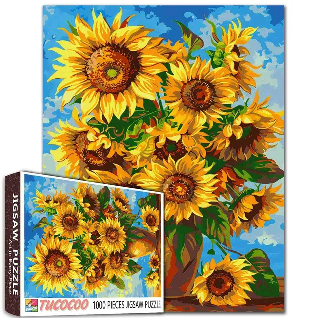 tucocoo-jigsaw-sunflowers-golden-vase-puzzle-1000-teile-blumen image 1