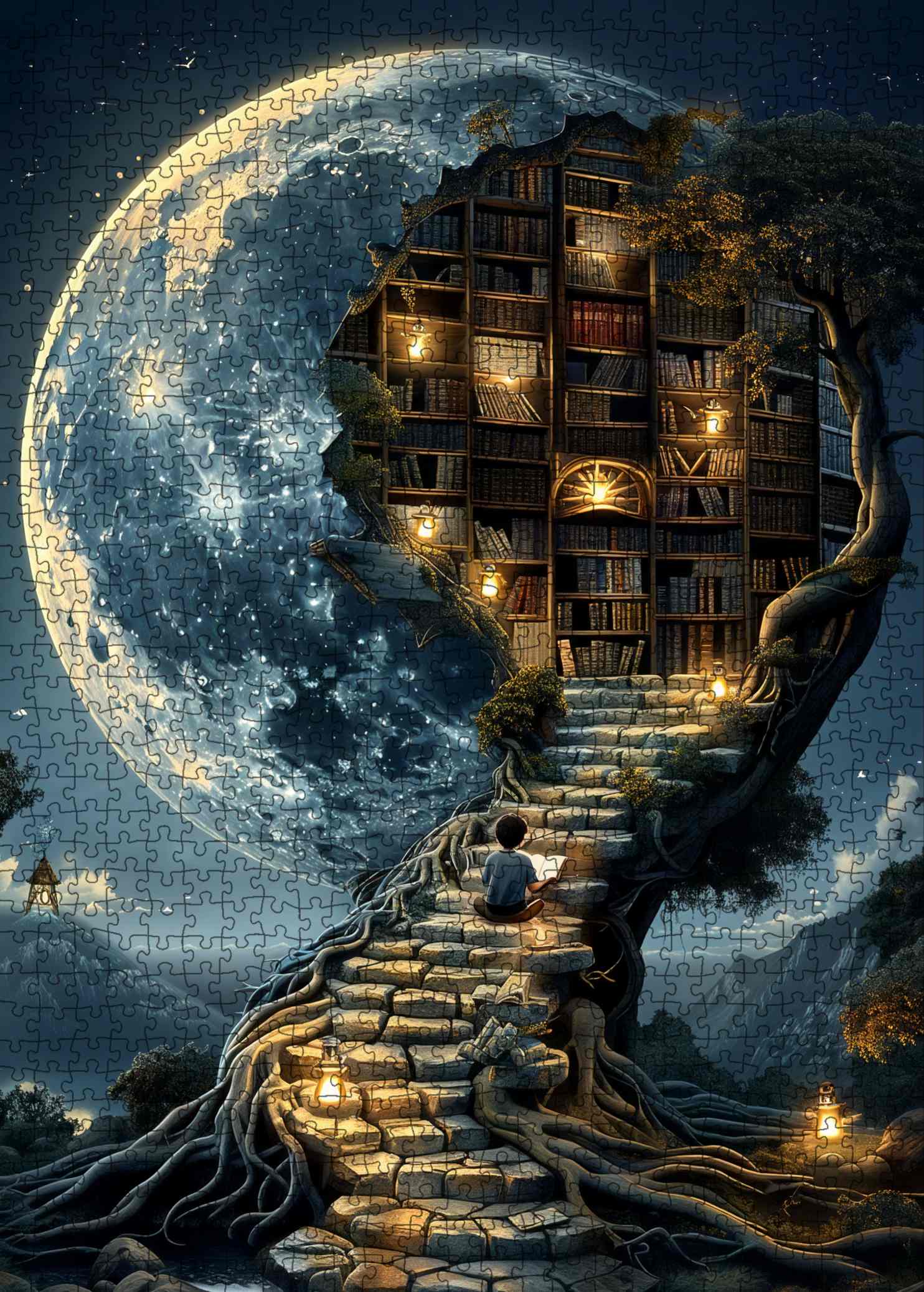 tucocoo-moonlight-magic-library-puzzle-1000-teile-fantasy image 2