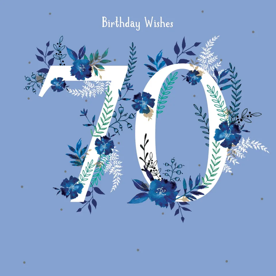 otter-house-age-to-celebrate-70-geburtstagskarte-blaue-blumen-umweltfreundlich image 1