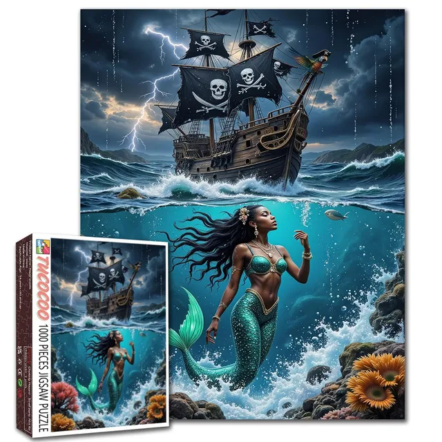 tucocoo-jigsaw-storm-pirate-ship-mermaid-puzzle-1000-teile-meer image 1
