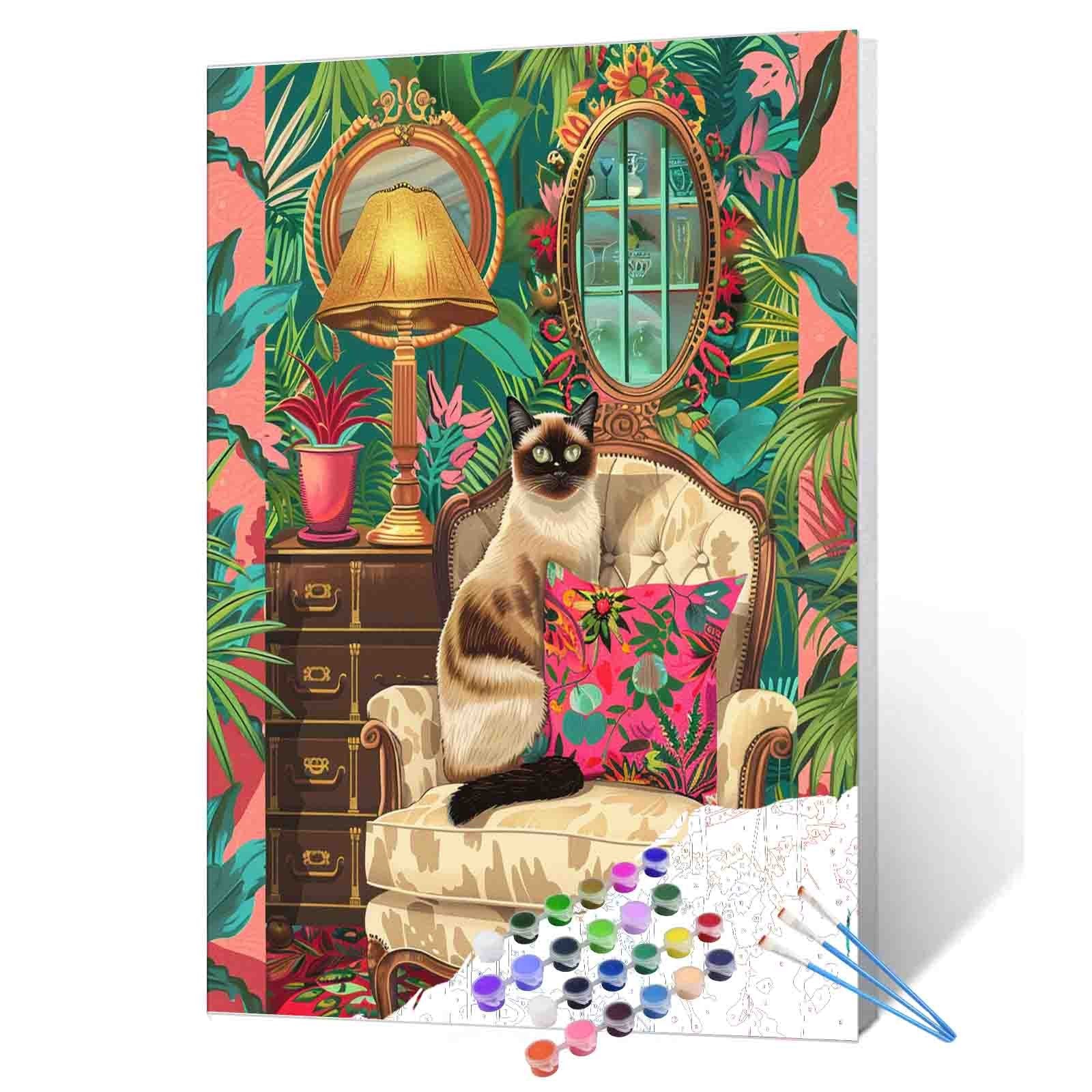 tucocoo-paint-by-numbers-tropical-siamese-cat-malset-ohne-rahmen image 1