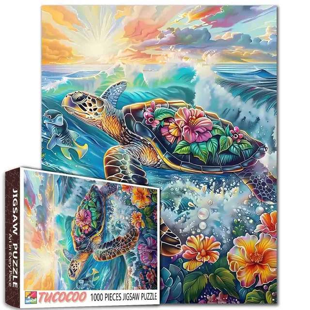tucocoo-sea-turtle-sunset-puzzle-1000-teile-meeresmotiv image 1