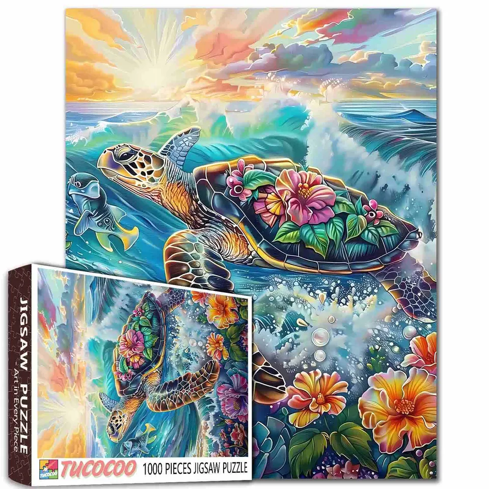 tucocoo-sea-turtle-sunset-puzzle-1000-teile-meeresmotiv image 1