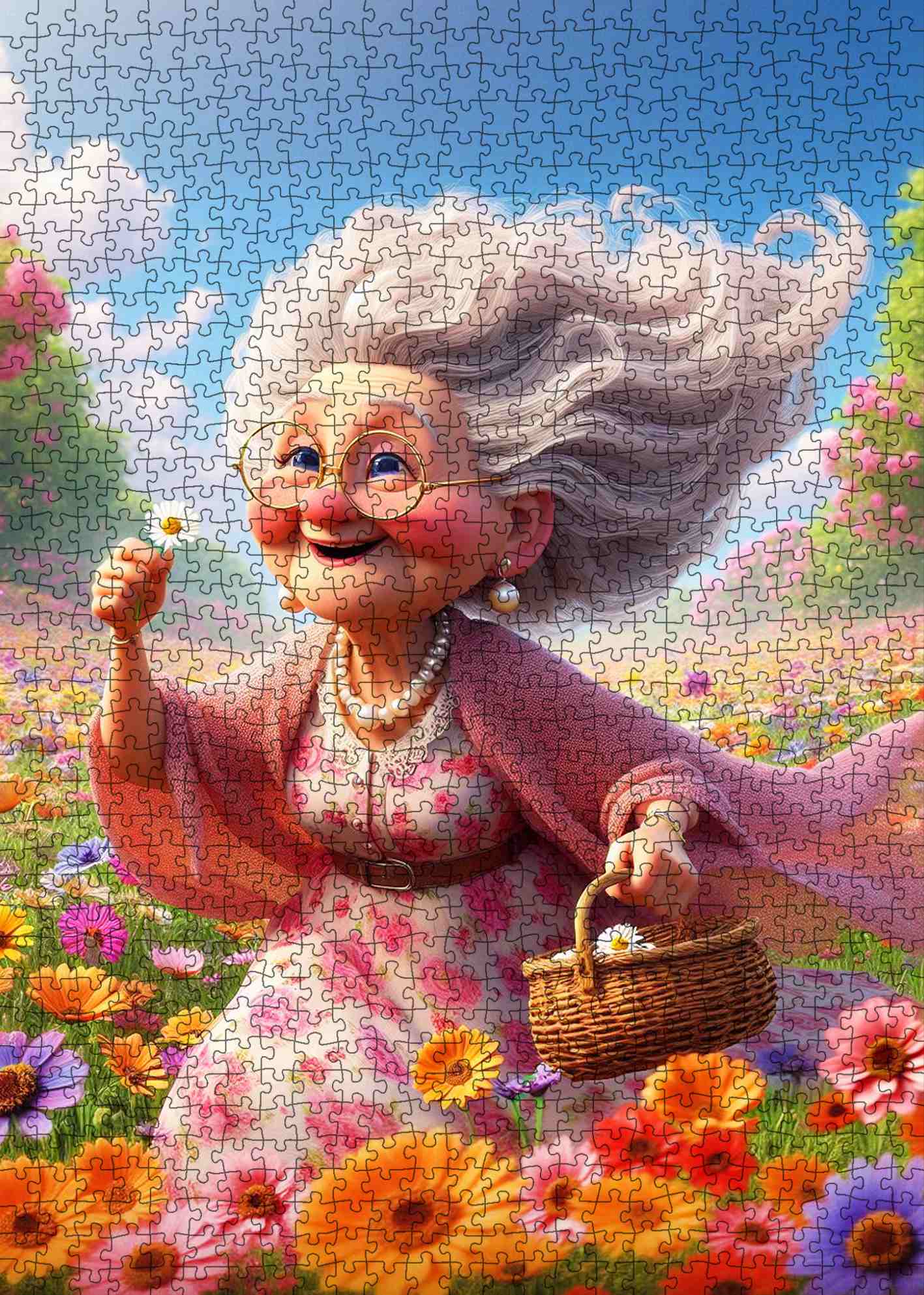 tucocoo-flower-field-grandma-puzzle-1000-teile-blumenwiese image 2