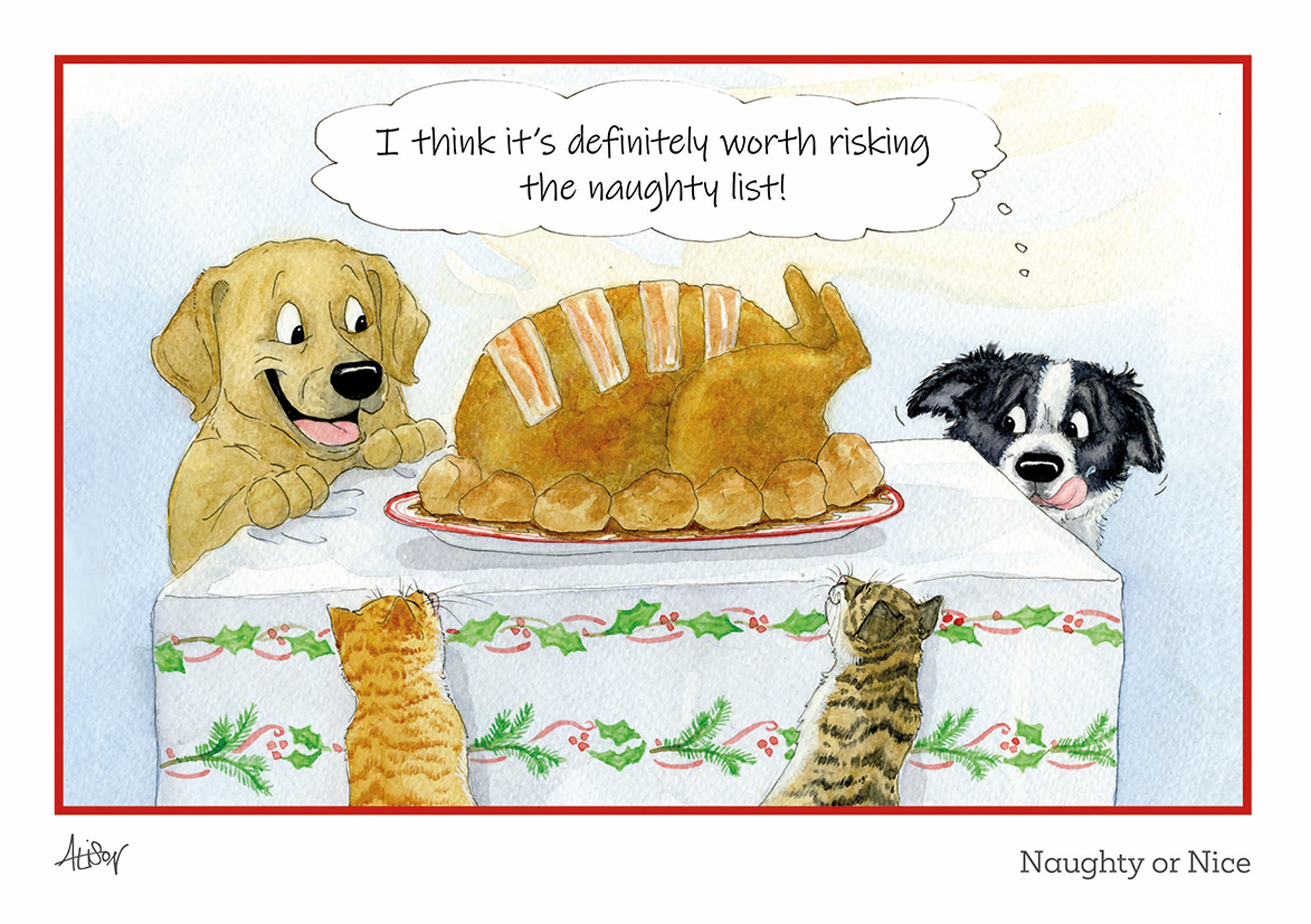 otter-house-alison-s-animals-naughty-or-nice-weihnachtskarte-humor image 1