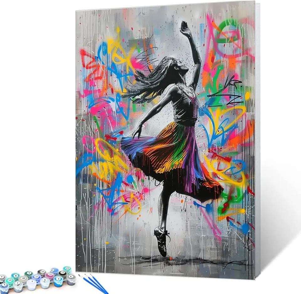 tucocoo-modern-dancing-girl-malen-nach-zahlen-graffiti-40x50 image 1