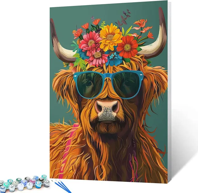 tucocoo-paint-by-numbers-kuh-sonnenbrille-malset-40x50 image 1
