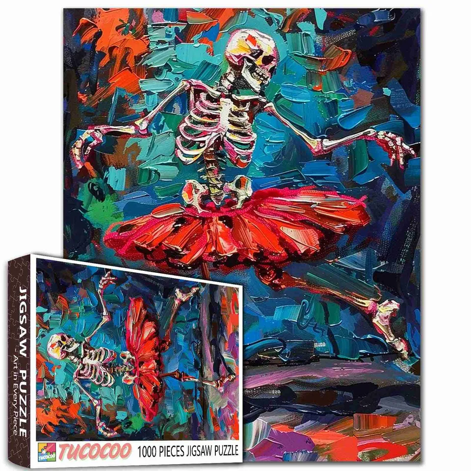 tucocoo-dancing-skeleton-red-tutu-puzzle-1000-teile-skull image 1