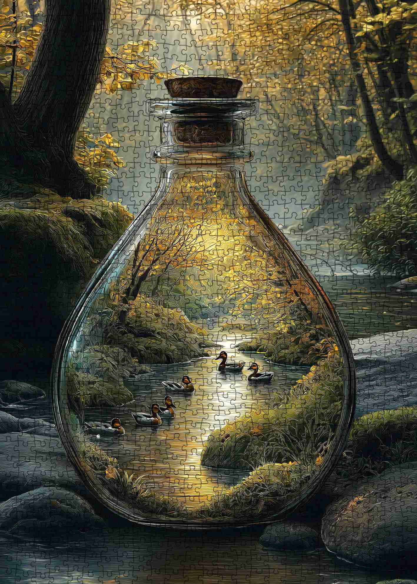 tucocoo-golden-forest-river-bottle-puzzle-1000teile-landschaft image 2