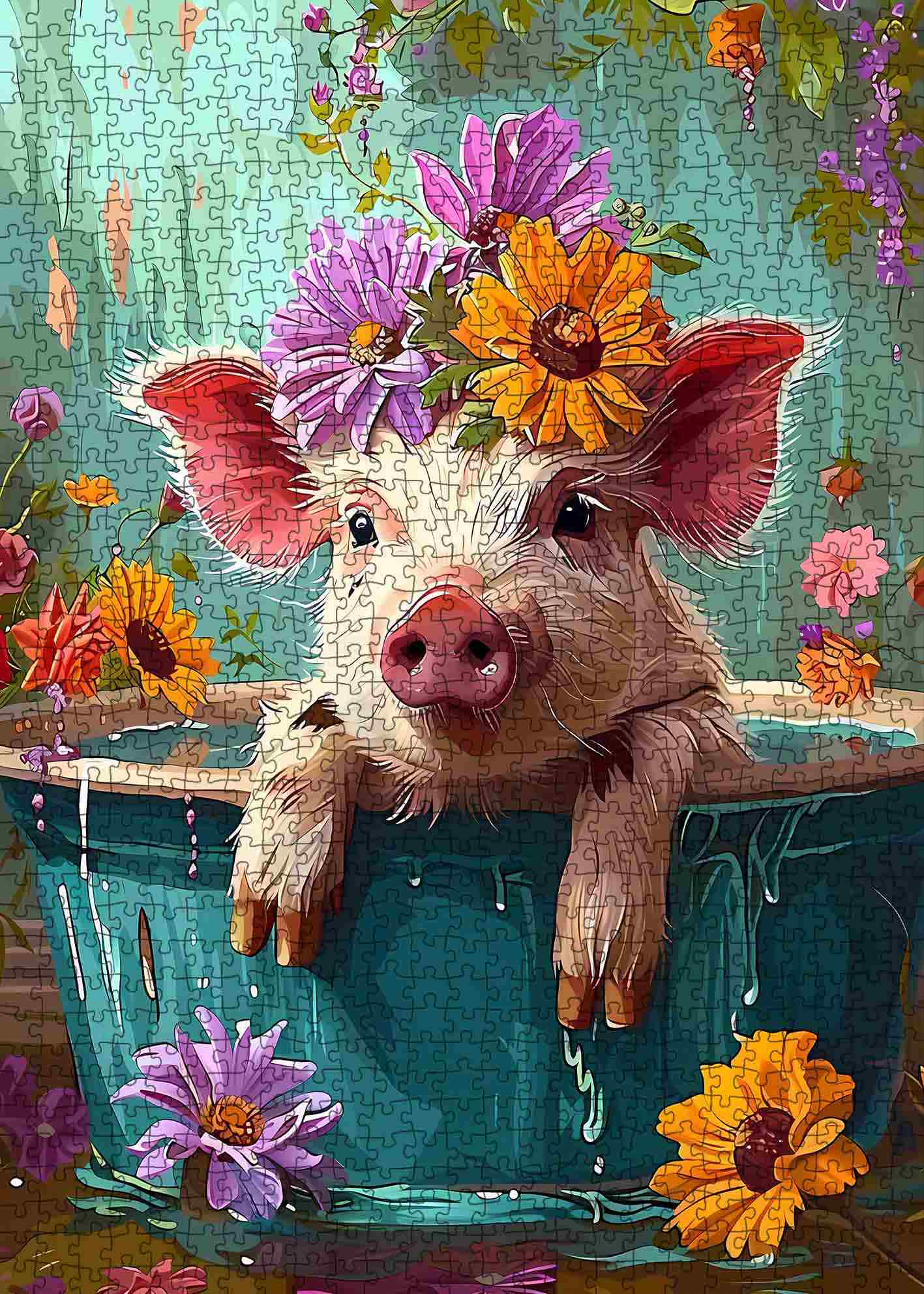 tucocoo-jigsaw-puzzles-adorable-pig-puzzle-1000-teile-badewanne image 2