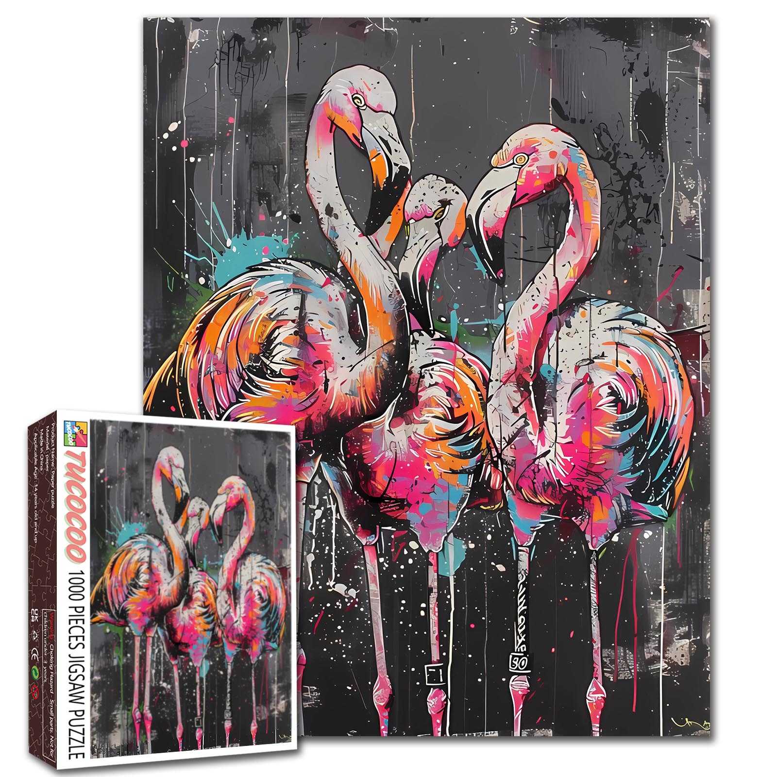 tucocoo-graffiti-flamingos-puzzle-1000-teile-bunt image 1