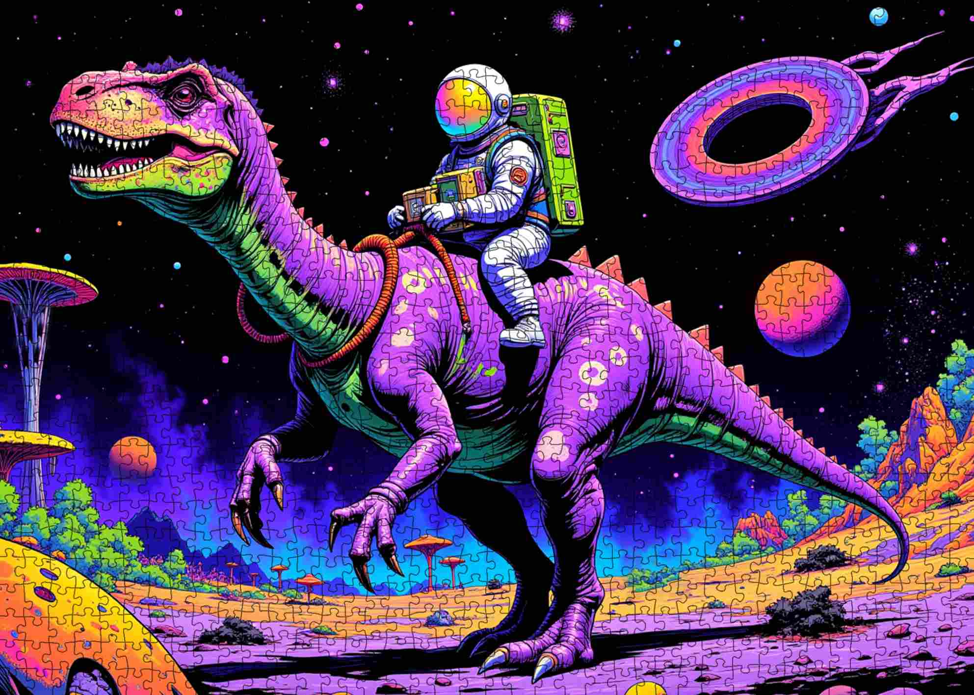 tucocoo-astronaut-rides-dinosaur-puzzle-1000-teile-weltraum image 2