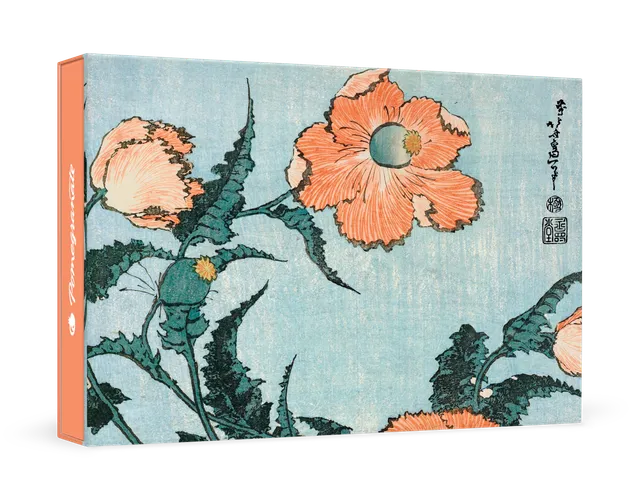 pomegranate-hokusai-poppies-boxed-notecards-klappkarten-mohn image 1