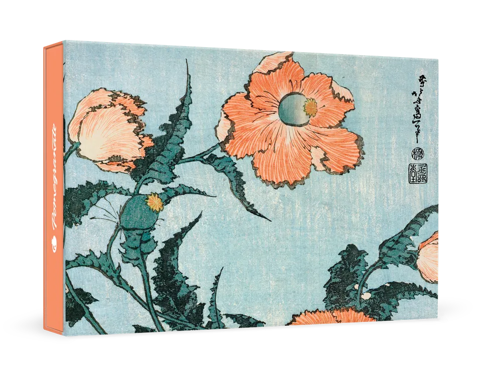 pomegranate-hokusai-poppies-boxed-notecards-klappkarten-mohn image 1