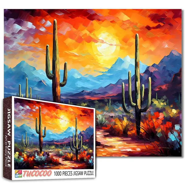 tucocoo-saguaro-cacti-landscape-artwork-puzzle-1000-teile image 1