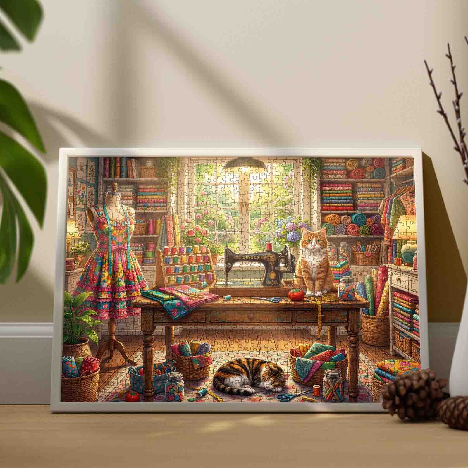 tucocoo-jigsaw-puzzles-cozy-sewing-studio-cats-puzzle-1000-teile image 3