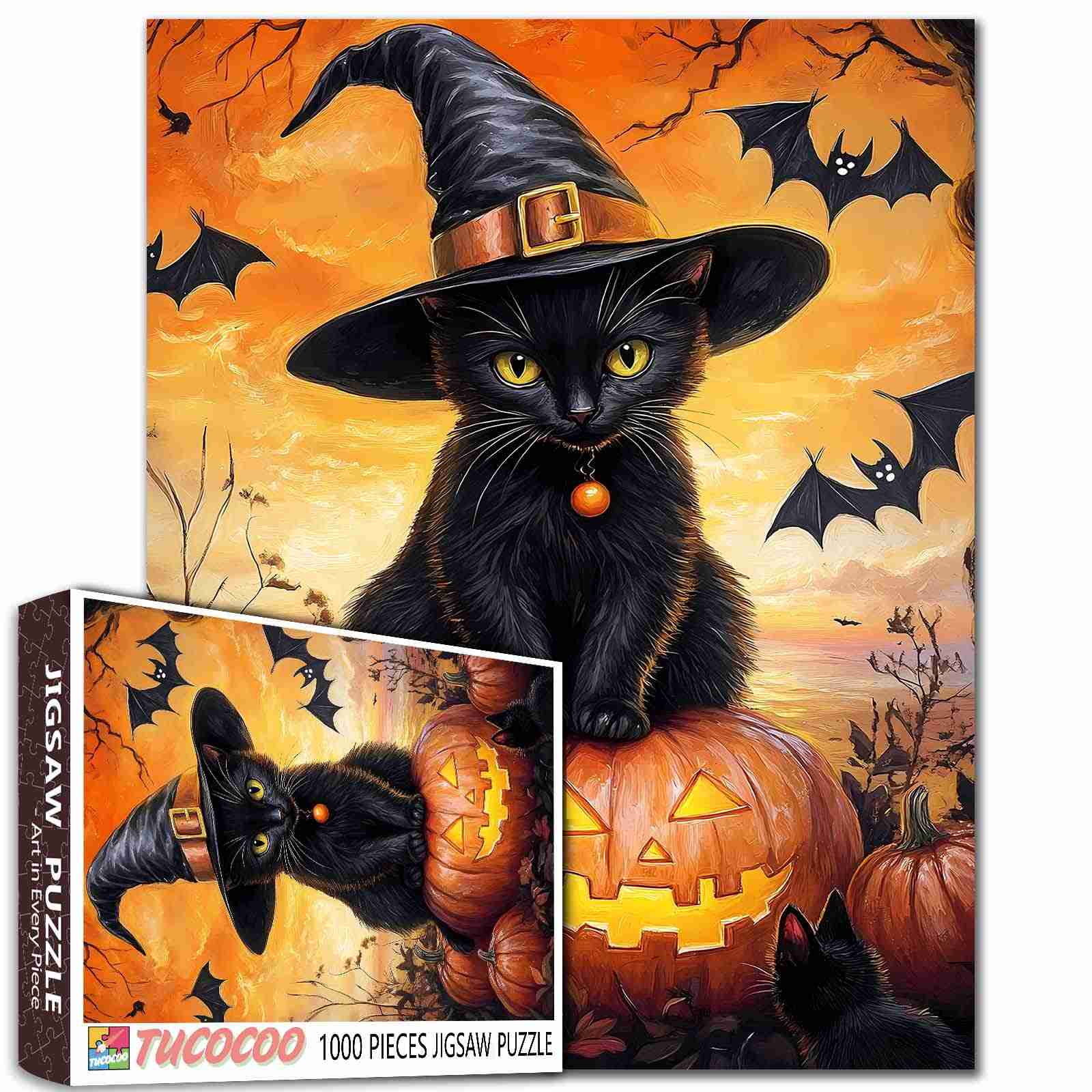 tucocoo-jigsaw-halloween-black-cat-pumpkin-puzzle-1000-teile-katze image 1