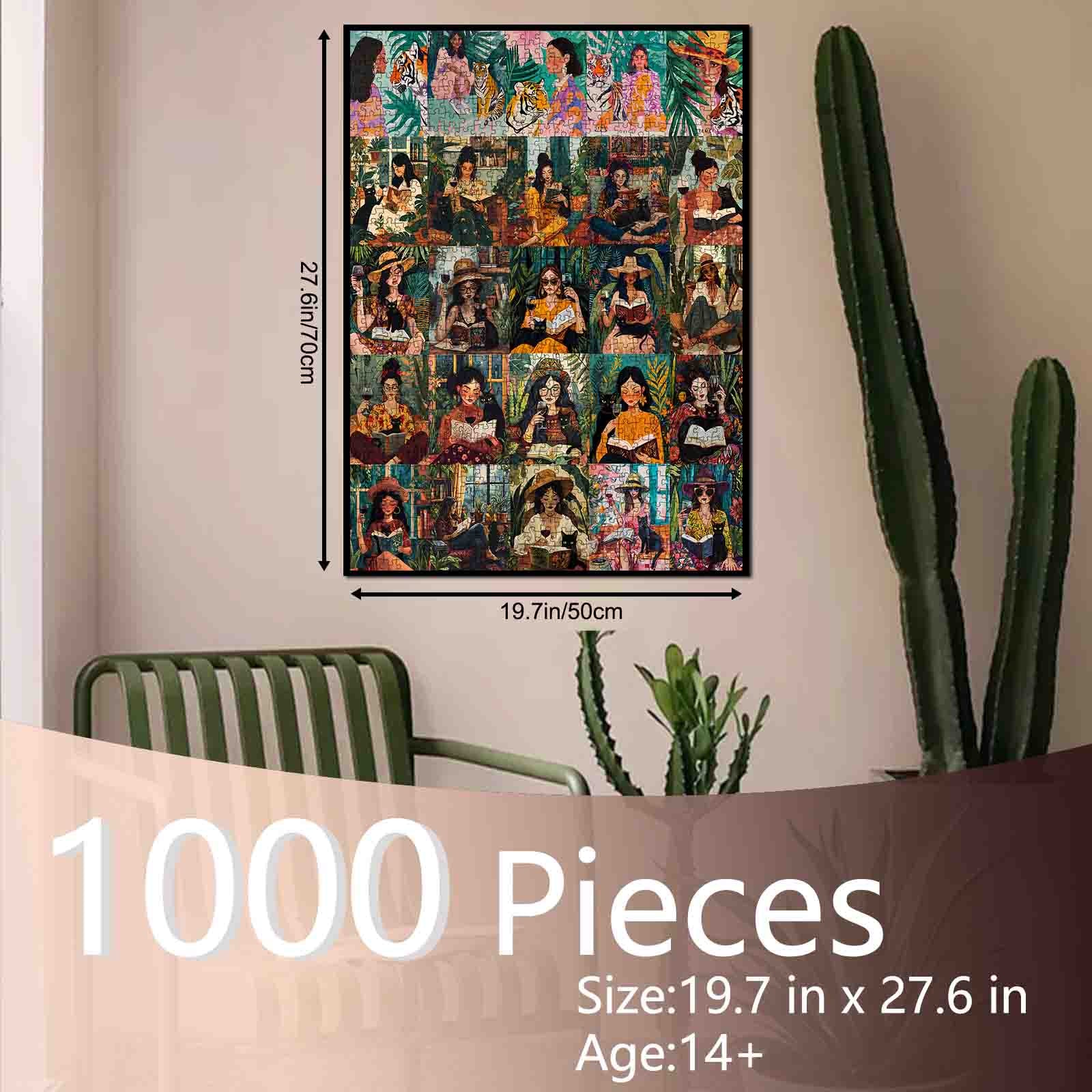 tucocoo-jigsaw-puzzles-women-reading-cats-puzzle-1000-teile-garten image 5